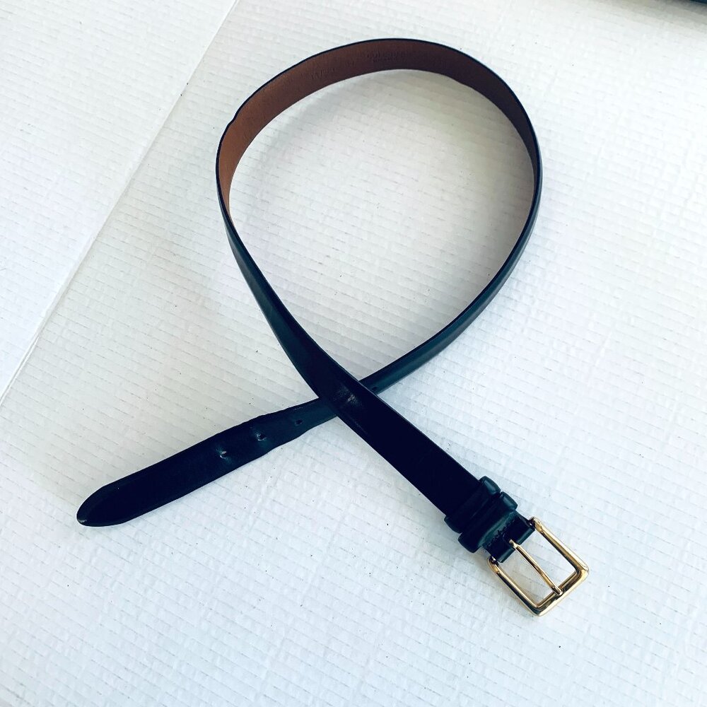 COLE HAAN BELT Hand Antiqued Brush Off  Black Leather Belt 34”
